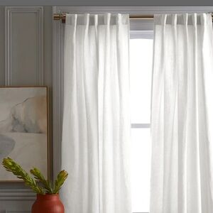 QUINCE European Linen Light Filtering Curtain White Single Panel